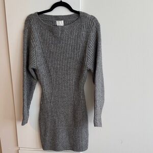 H&M Gray Rib-Knit Boat-Neck Dress